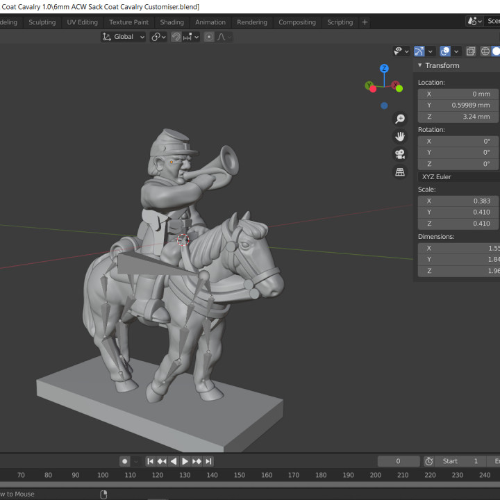 6-15mm ACW Sack Coat Cavalry & Blender File ACW-15