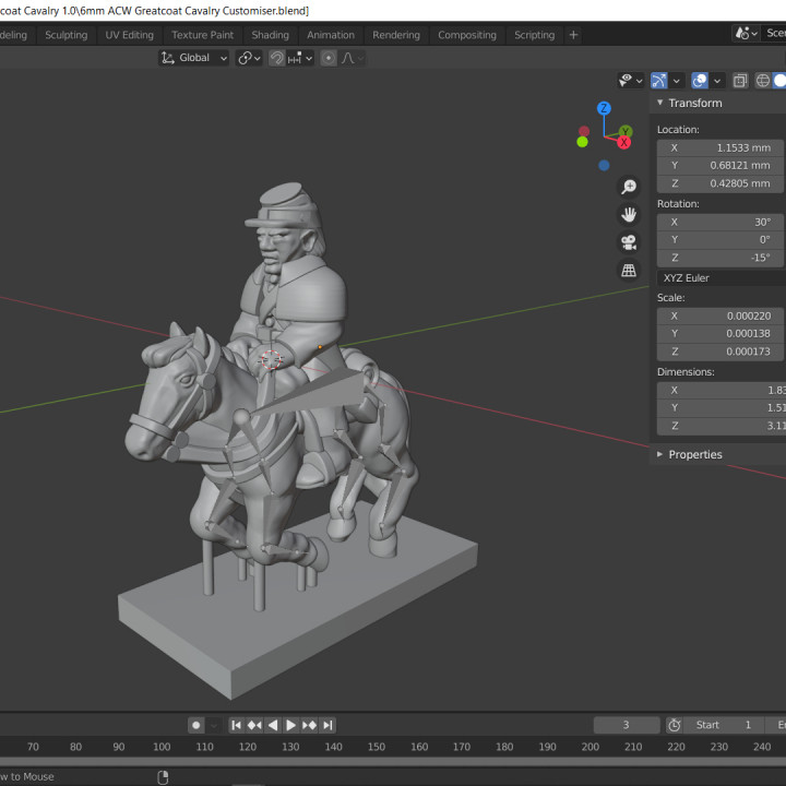 6-15mm ACW Greatcoat Cavalry & Blender File ACW-18 image