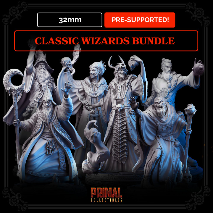8 miniatures - 32mm - Classic RPG game wizards bundle - MASTERS OF DUNGEONS QUEST image