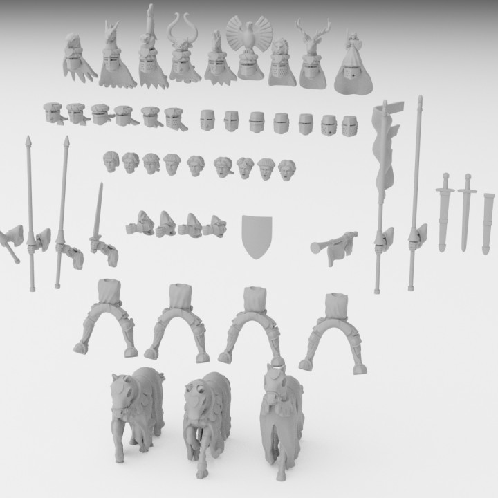 3D Printable Medieval Knight Miniatures (modular, 32mm/28 heroic) by ...