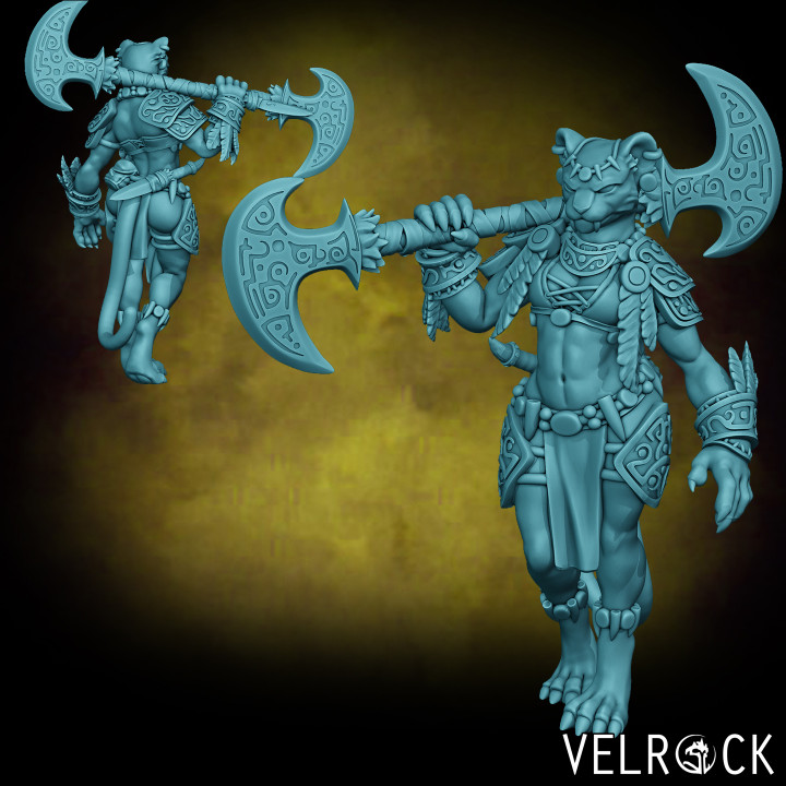Female Leonin Warrior with Glaive (PRESUPPORTED) image