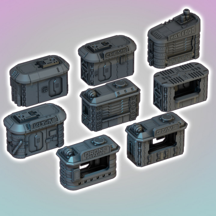 3D Printable Flatline City: Street Vendor Kiosks by 3D Printable Flatline City: Street Vendor Kiosks by