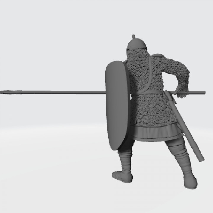 Medieval Russian infantry with spear and shield image