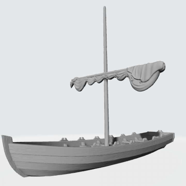 Medieval small boat with sail or for oars image