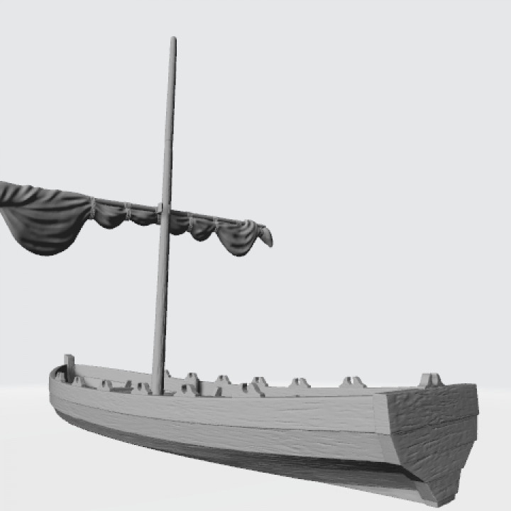 Medieval small boat with sail or for oars image
