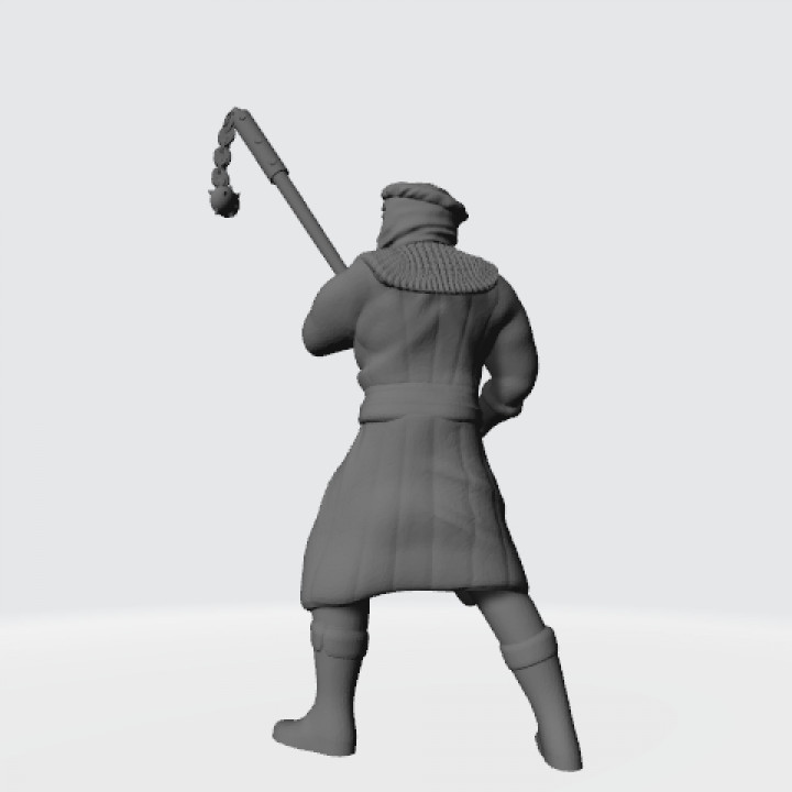 Medieval infantry with flail pole weapon image