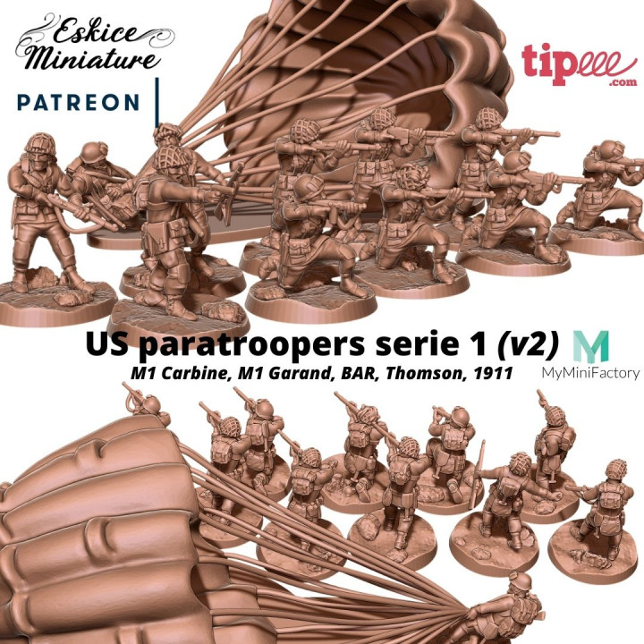 US paratroopers ww2 x11 serie 1 - 28mm for wargame image