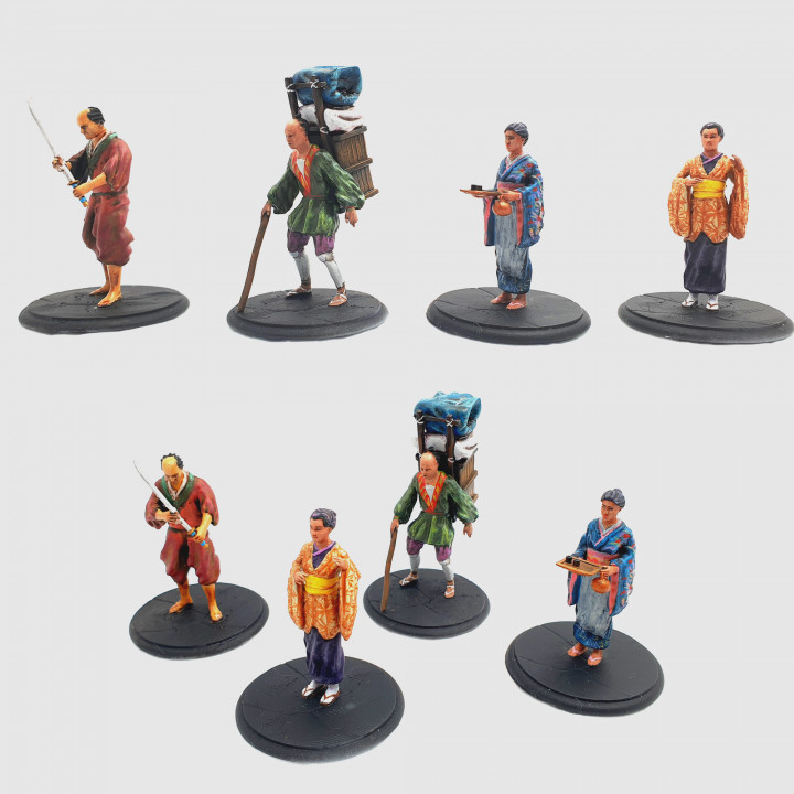 3D Printable Feudal Japanese Townsfolks Set by Sin's Miniatures