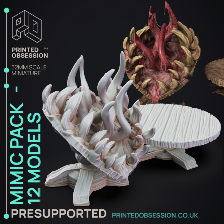 Mimic Pack - 12 Models - Hidden and Discovered - PRESUPPORTED - 32mm scale. image