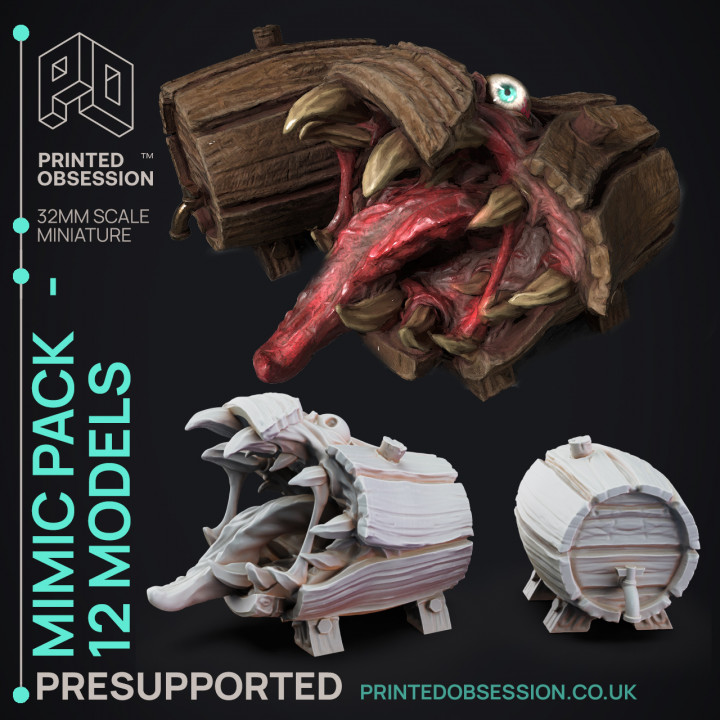 Mimic Pack - 12 Models - Hidden and Discovered - PRESUPPORTED - 32mm scale. image