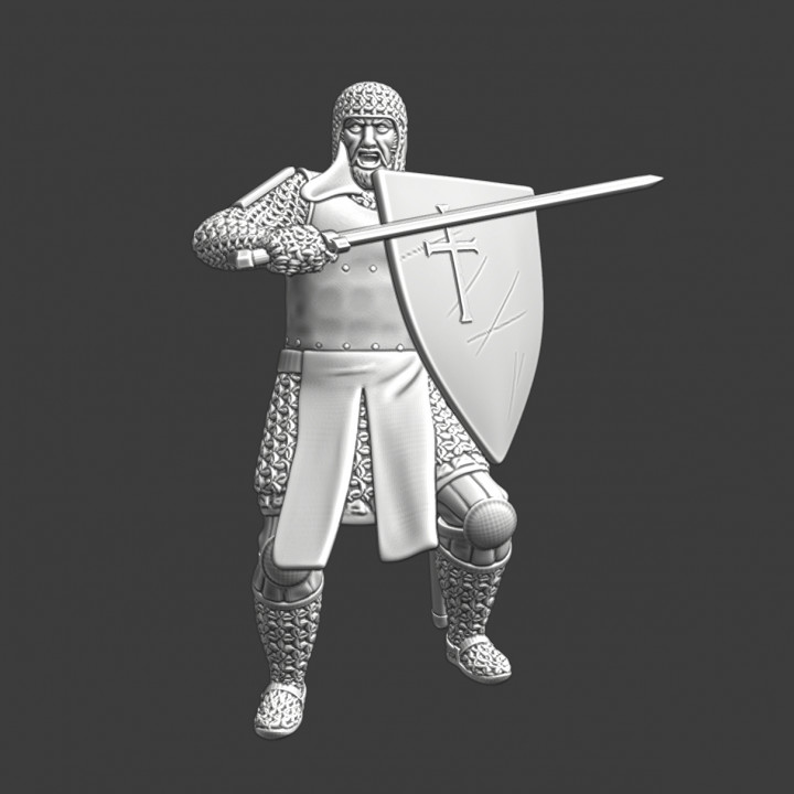Medieval Crusader Knight attacking image