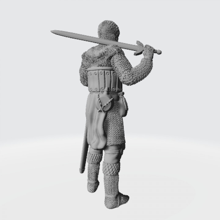 Medieval knight standing with sword on shoulder image