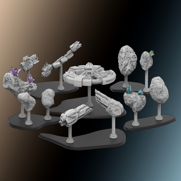Space Scenery - Obstacles/Terrain suitable for Star Wars: Armada (Pre-supported) image