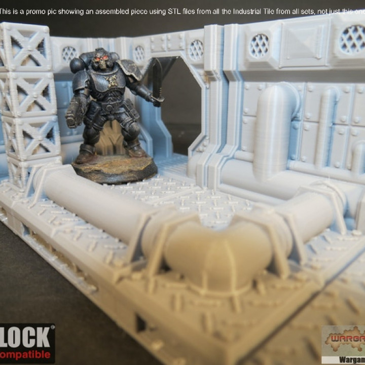 Industrial to Sci-Fi Boundary Transition Walls OpenLOCK Modular Industrial Terrain Tiles Expansion Set image