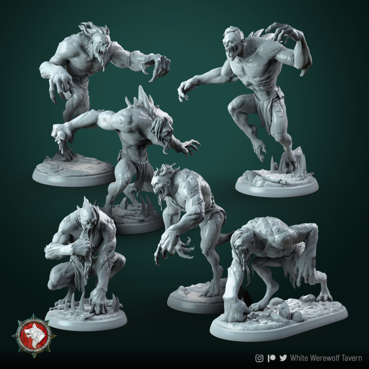 Ghouls set 6 miniatures 32mm pre-supported image