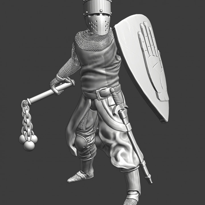 Medieval crusader with flail image