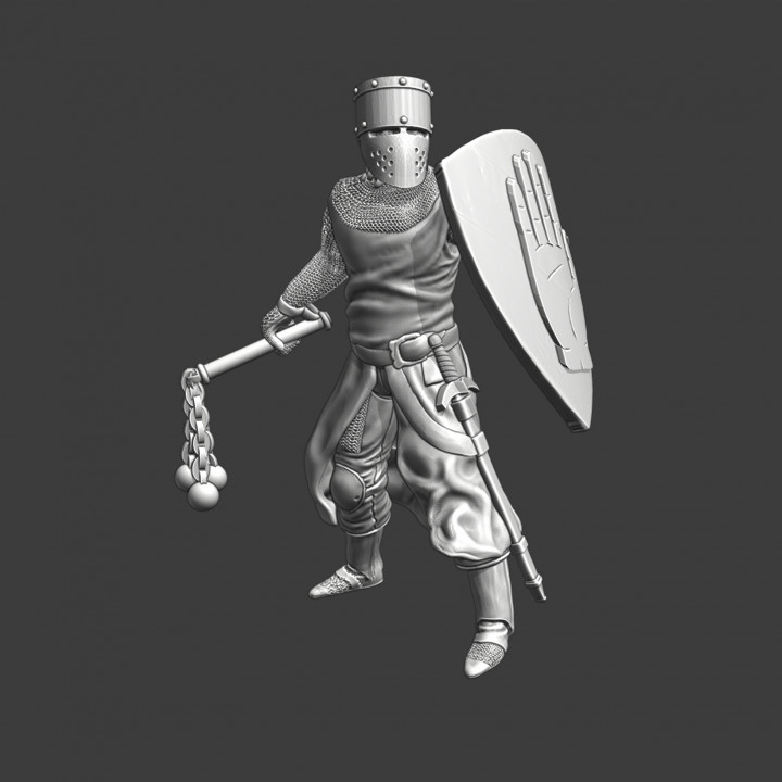Medieval crusader with flail image