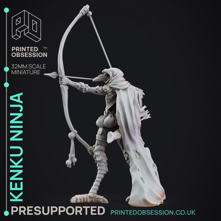 Kenku Ninja - Archer - PRESUPPORTED - 32mm scale - Illustrated & Stated image