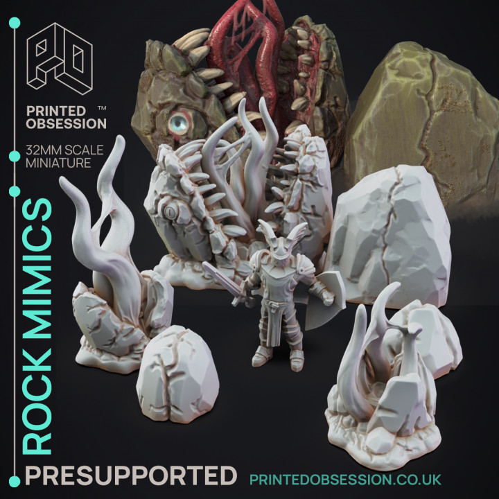 Rock Mimics - Enviroment traps - PRESUPPORTED - 32mm Scale image