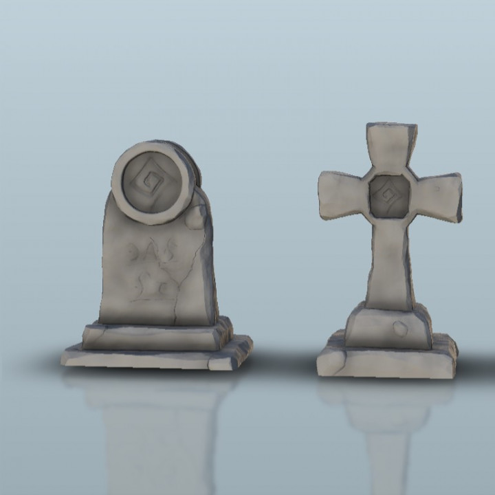 Set of tombstones - Age of Sigmar Bolt Action Flames of War scenery terrain wargame Modern image