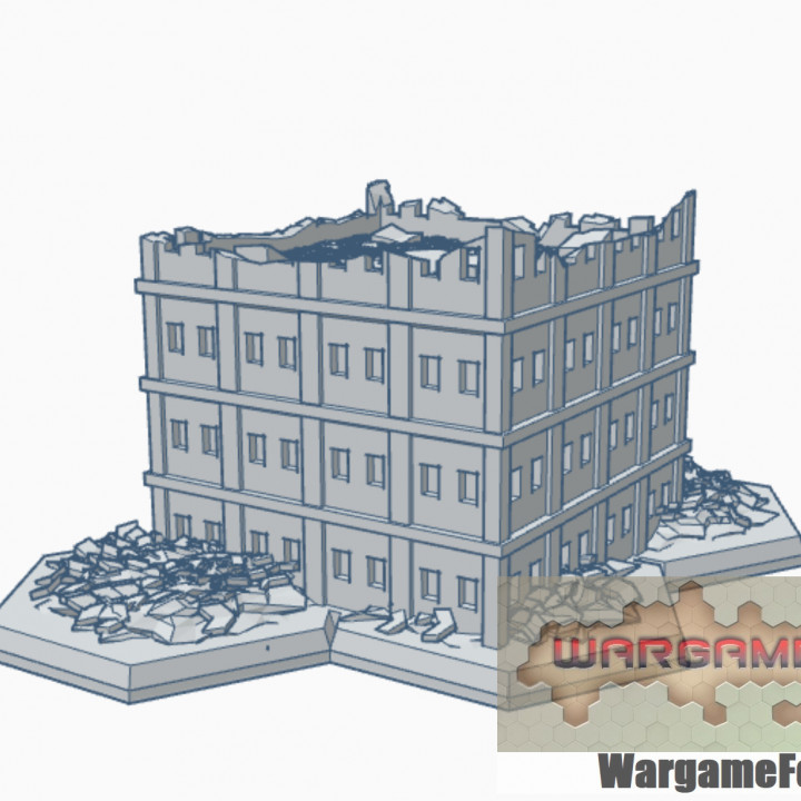 Modern Ruined Building 1 with Hex Base MRHB001 image