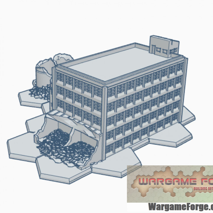 Modern Ruined Building 10 Food Processing Plant with Hex Base MRHB010 image