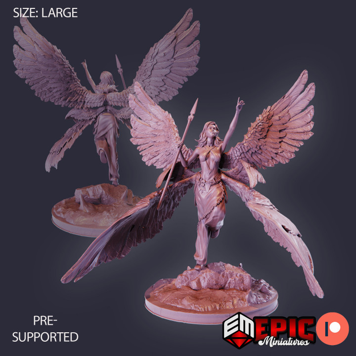Seraphim Angel Rising Spear / Six Winged Female Celestial / Heavenly High Guardian image