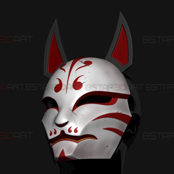 3d Printable Demon Kitsune - Japanese Mask - High Quality Details 