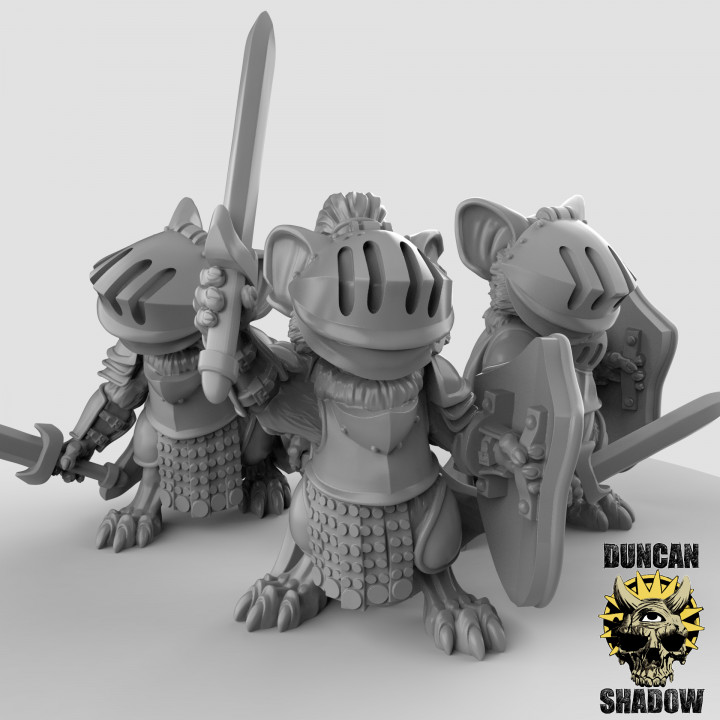Mousle Knights with swords and shields (pre supported) image