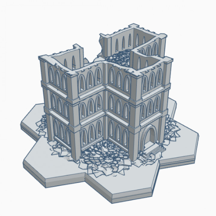 Gothic Ruined Building 3 with Hex Base GRHB003 image
