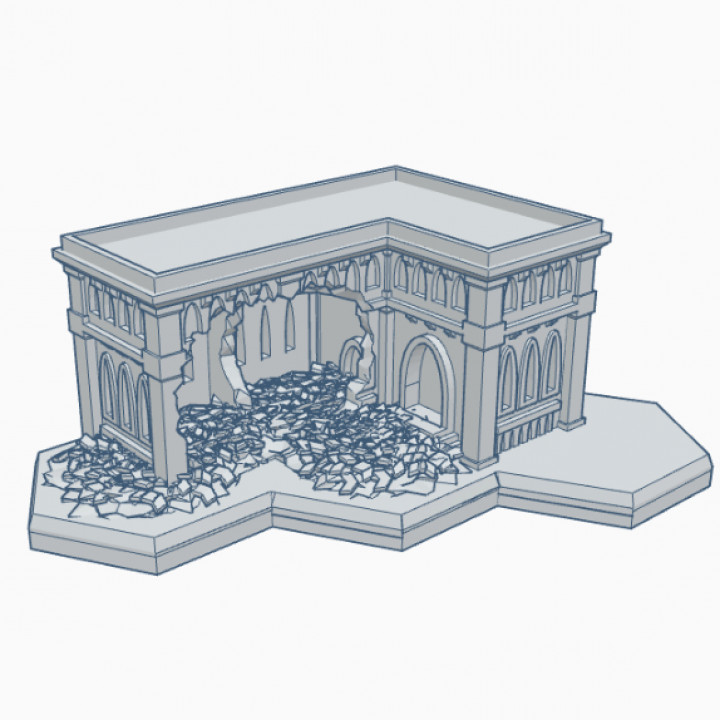 Gothic Ruined Building 17 with Hex Base GRHB017 image
