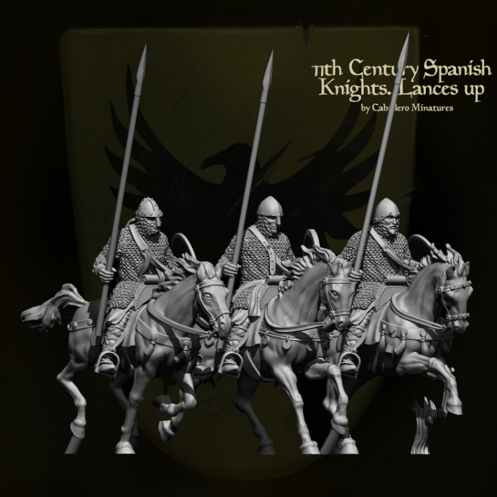 11th Century Knights with lances at up image