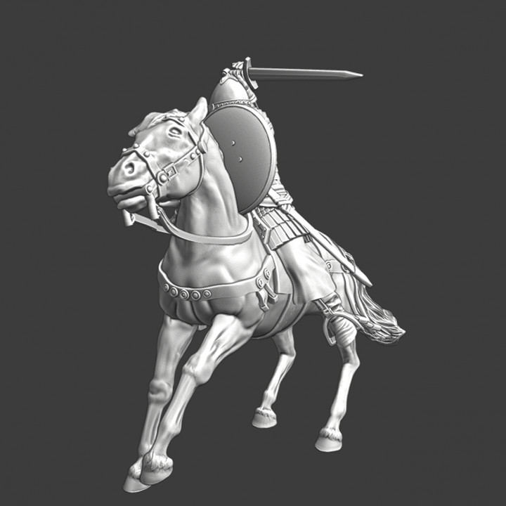 Russian medieval mounted druzhina in combat image