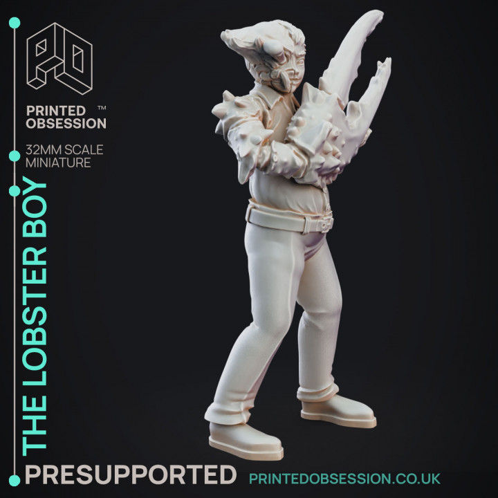 3D Printable Lobster Boy Circus of Horrors PRESUPPORTED 32mm