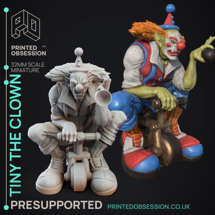 Tiny The Clown - Circus of horrrors - PRESUPPORTED - 32mm Scale image