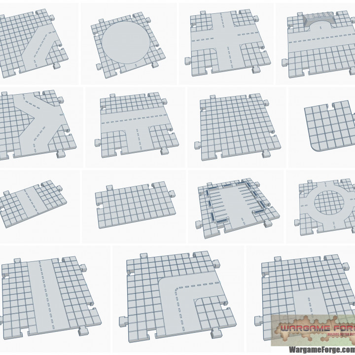 City Block Street Tile Set, Set of 15 STL Tiles image