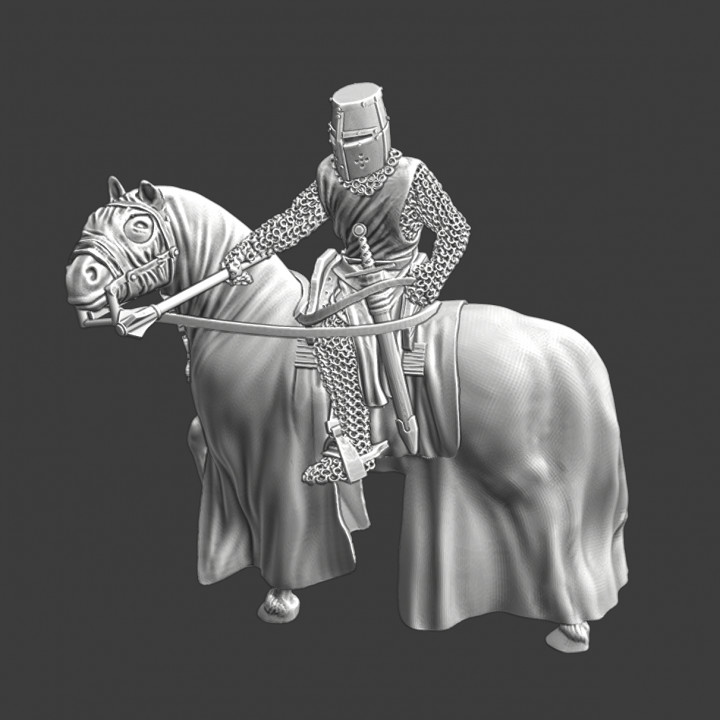 Teutonic order knight, mounted with mace pointing image
