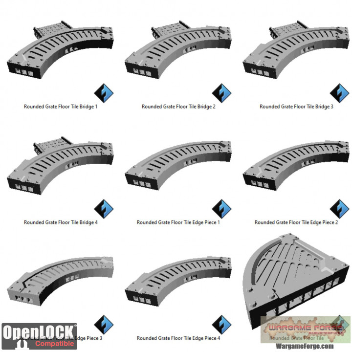 Rounded Grate Tiles Expansion Set, OpenLOCK Industrial Platform Series image