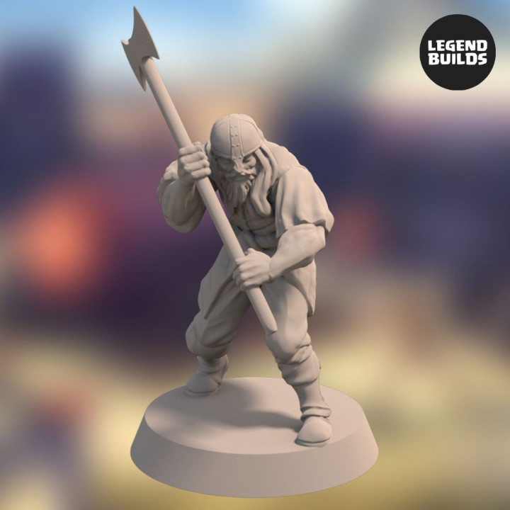 3d Printable Acenii Barbarian Axe Warriors 3 Unique Miniatures 3d