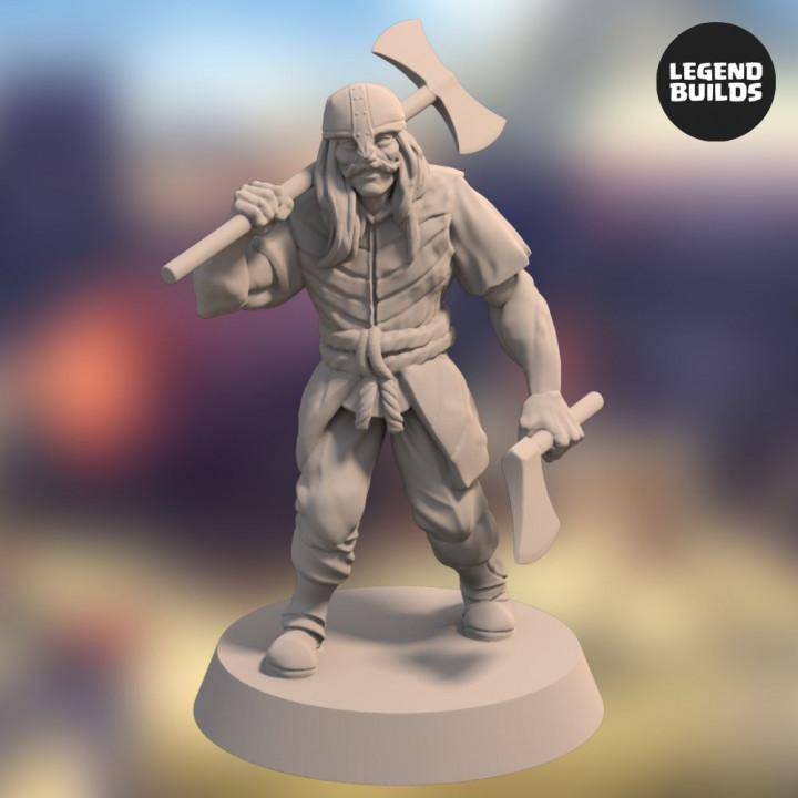 Acenii Axe Warriors - Pose 1 – 3D printable miniature – STL file image