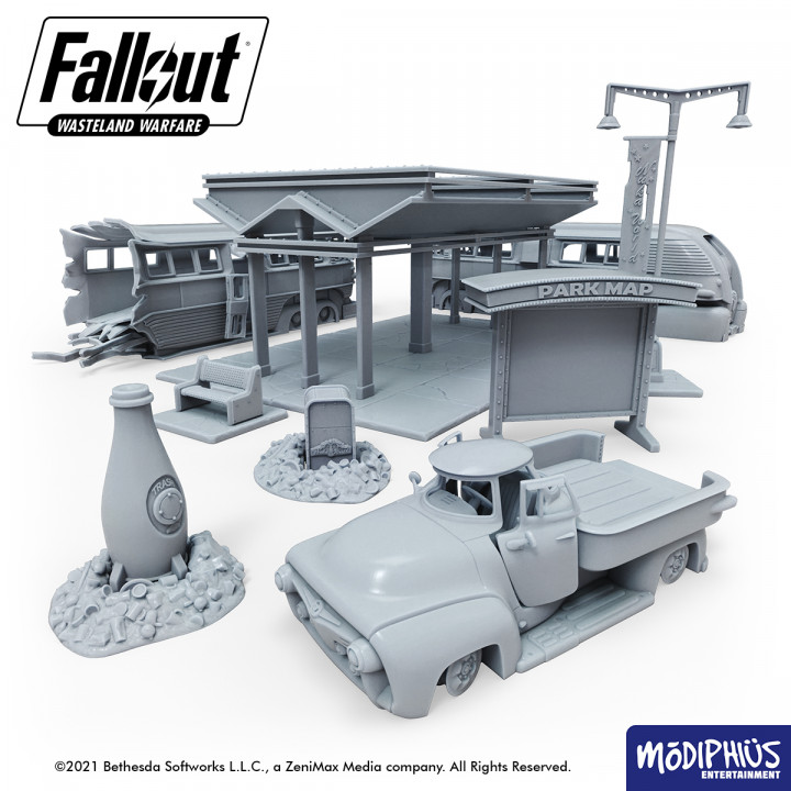 Fallout: Wasteland Warfare - Print at Home - Nuka World Parking Lot STL image