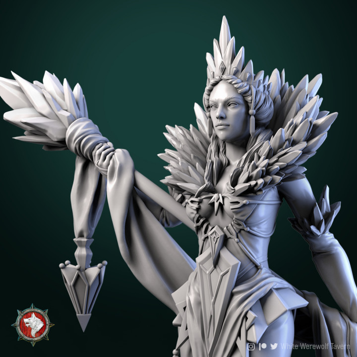 Helga the Frost Witch 32mm and 75mm pre-supported + stats block image