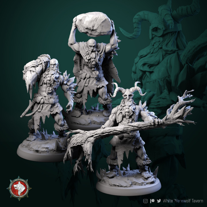 Frost Giants set 3 miniatures 32mm pre-supported image
