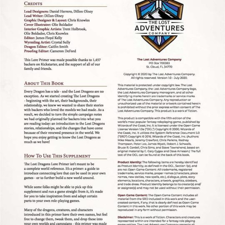 Lost Dragons Lore Primer & Dragon Guide [PDF] image