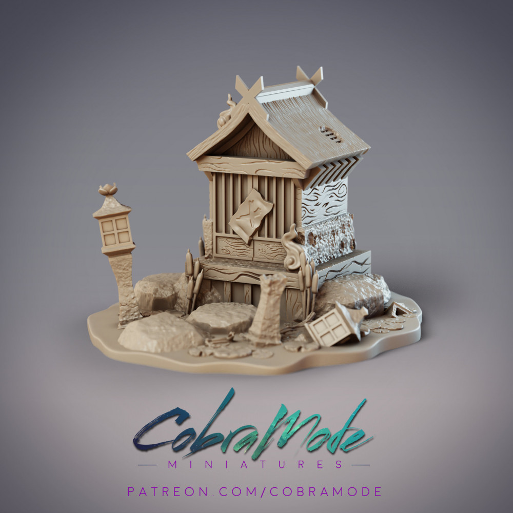 3D Printable Japanese Shrine Plop Terrain (Supportless) by CobraMode