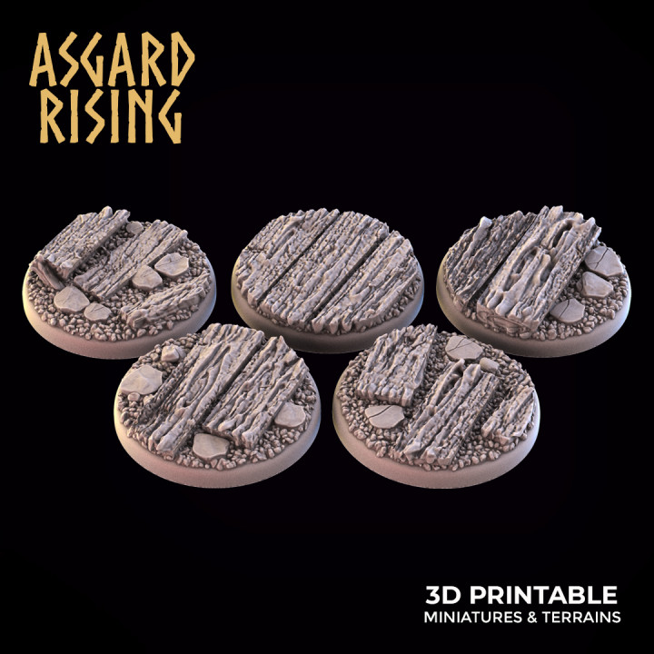 Wooden Ruins - 5x 25/28/30/32mm Round Base /Pre-supported/ image