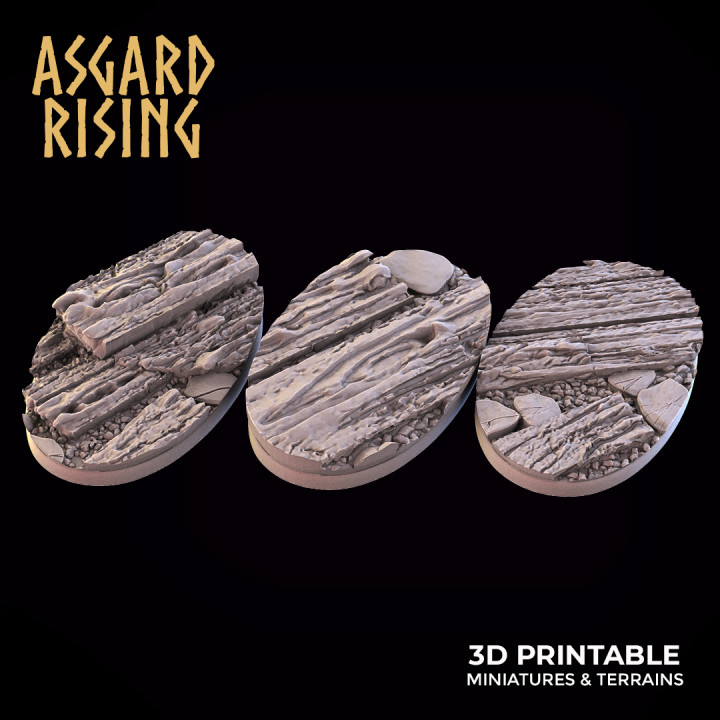 VILLAGE 3 x Oval Bases 35x60mm - PRESUPPORTED image