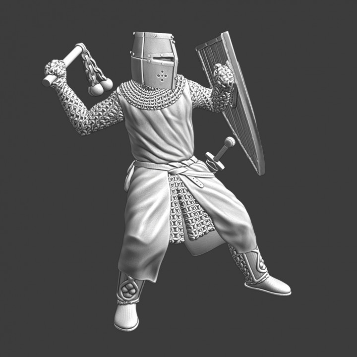 Knight fighting with flail image