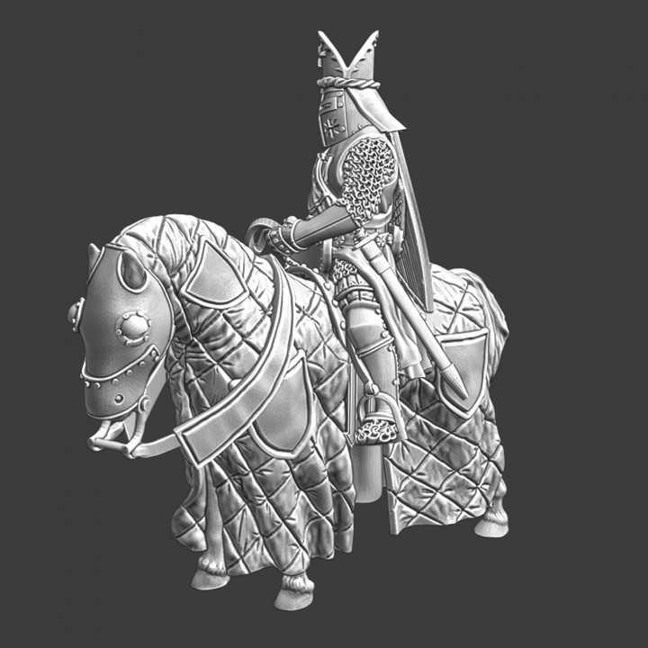 3D Printable Mounted medieval bishop in plate chainmail/armour by ...