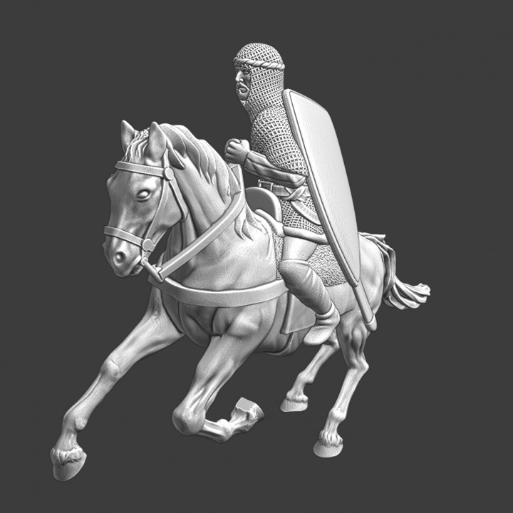 Mounted Crusader knight in chainmail image